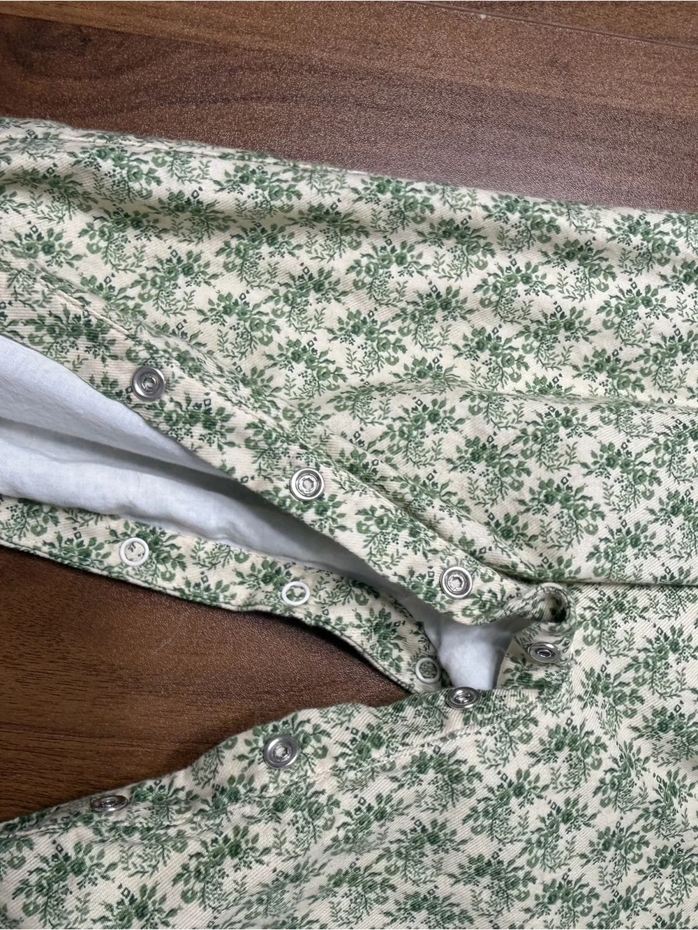 Ralph Lauren Cream Romper with Green Floral Print
